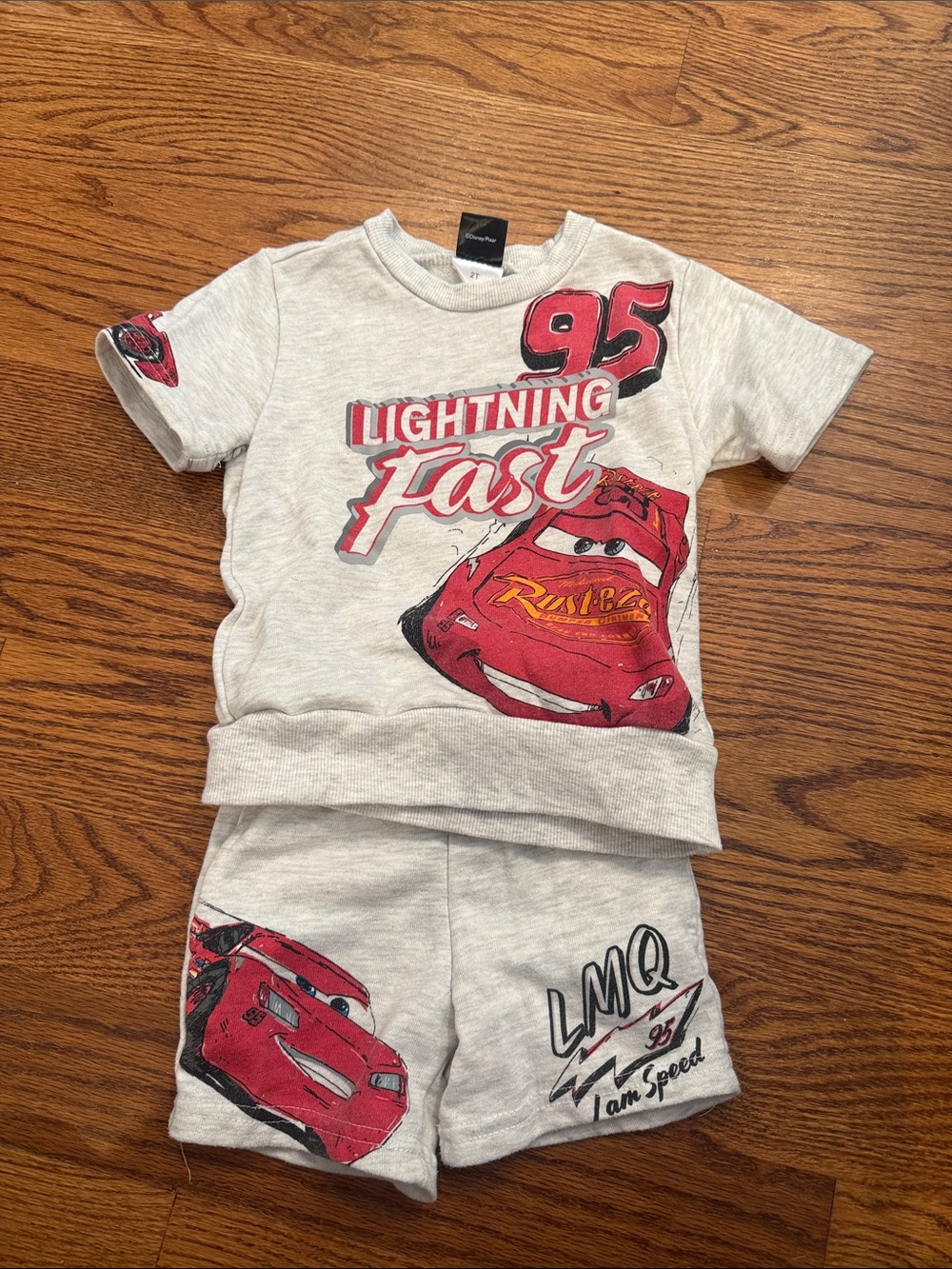 Disney Gray & Red Lightning McQueen Tee and Shorts Set